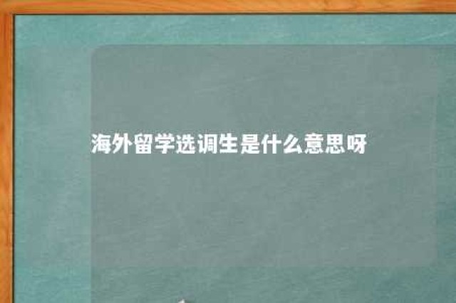 海外留学选调生是什么意思呀 海外学校选调